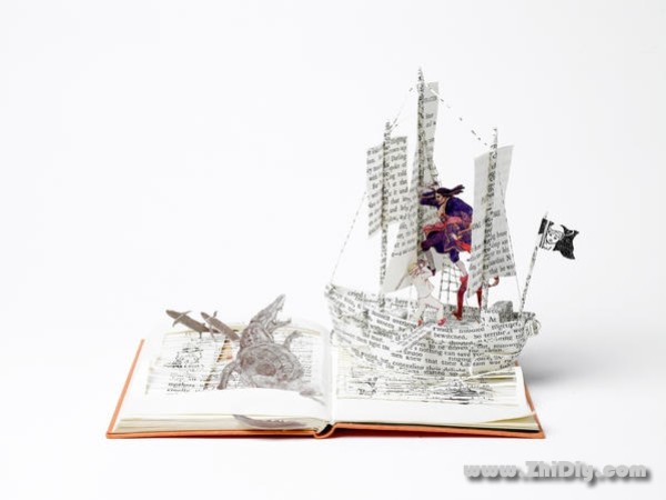 book-cut paper sculpture