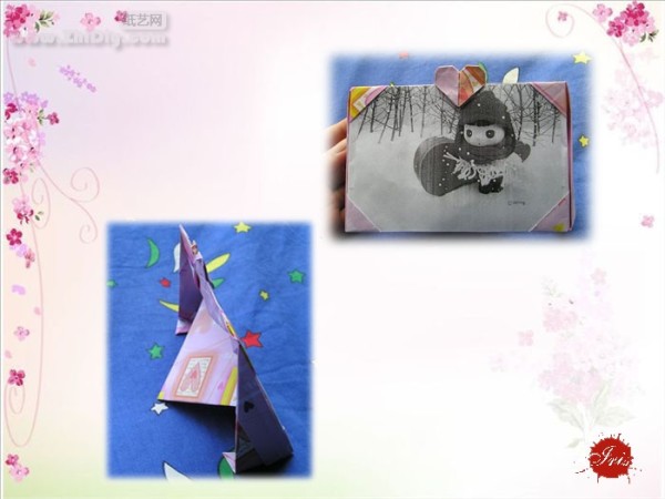 Iris heart photo frame and heart origami