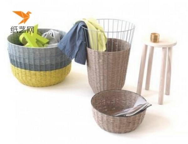 Hand-woven rope basket storage basket diy production tutorial and example illustrations