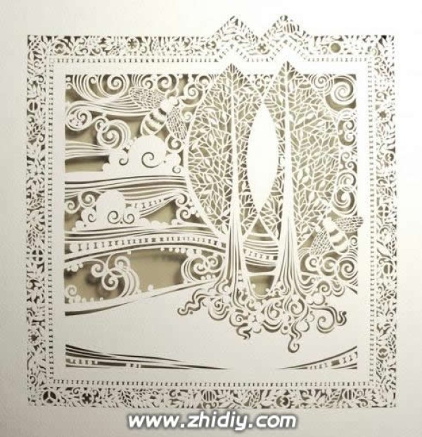 Intricate paper cutting art