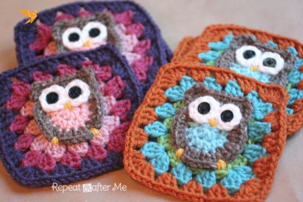 How to use crochet? Crochet Cute Owl Parquet Pattern Blanket Granny Square Detailed Pattern Making Tutorial Illustrations