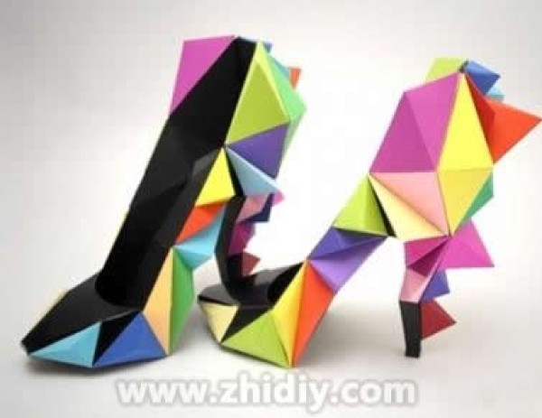 Stylish origami fashion high heels