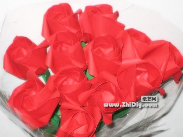 Valentines Day Paper Craft Simple Rose Bouquet Making [Real Picture]