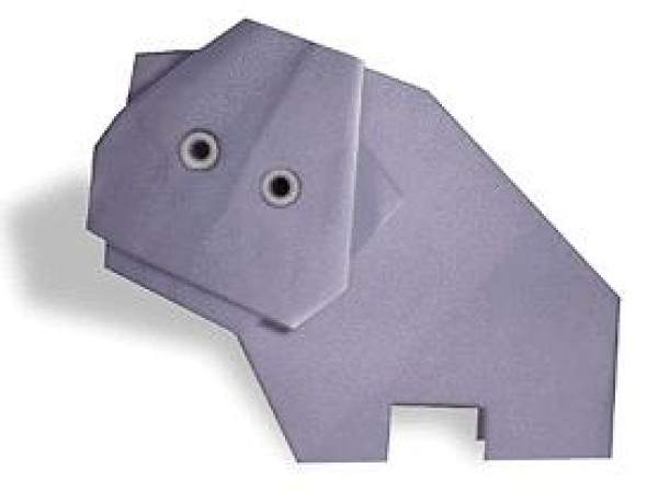 Tutorial on how to make a simple origami hippopotamus for children