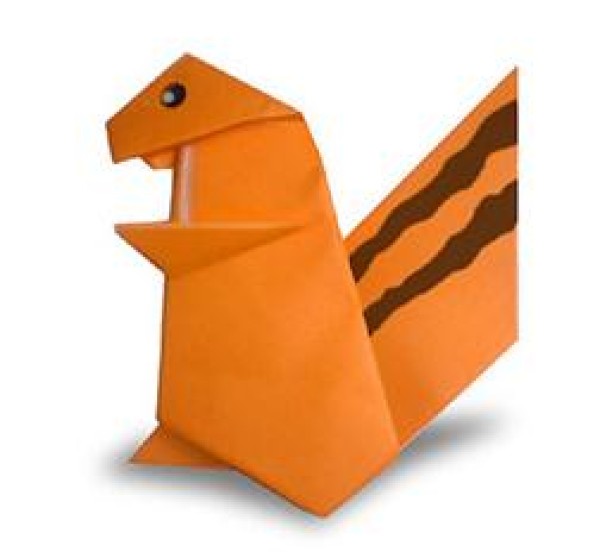 Simple origami tutorial for children to make origami squirrel