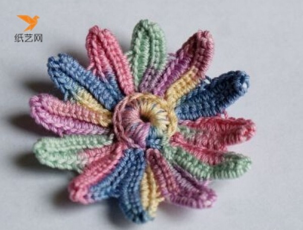 Handmade crochet colorful chrysanthemum weaving tutorial