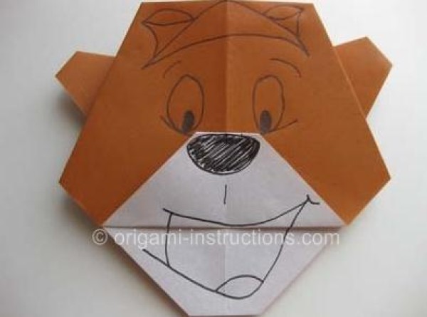 Childrens Origami Encyclopedia - Simple Origami Bear Face Origami Illustrated Tutorial