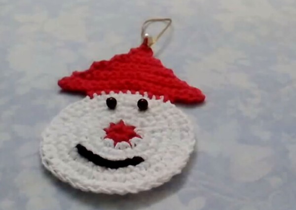 Crochet Christmas Tree Santa Claus Head Ornament Handmade Tutorial