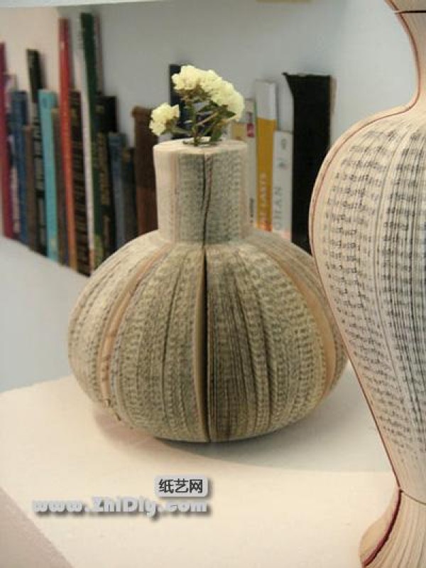 Paper vase in book