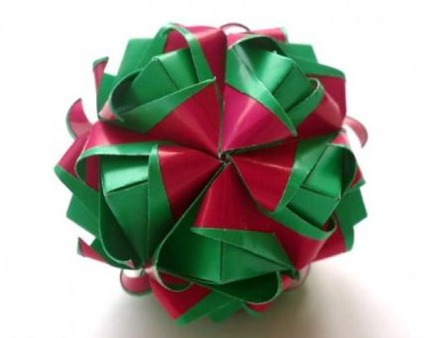 Christmas red paper ball fancy lantern combination origami DIY tutorial