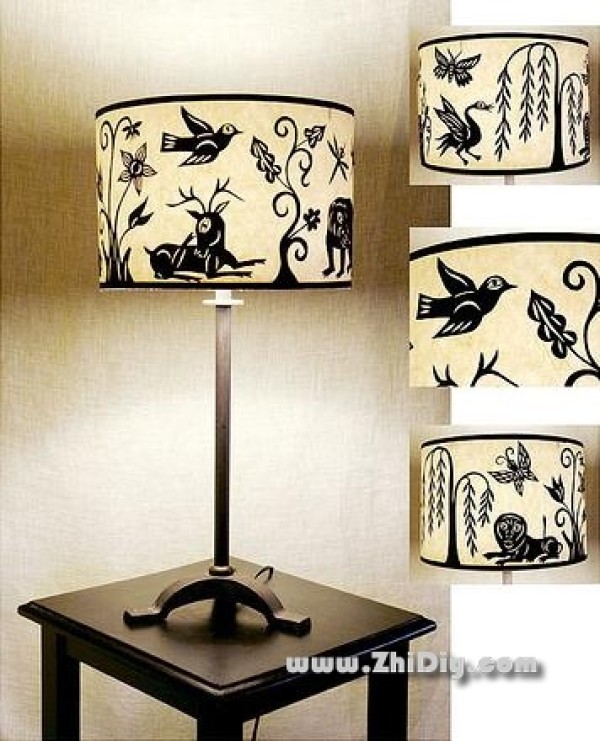 paper art on lampshade