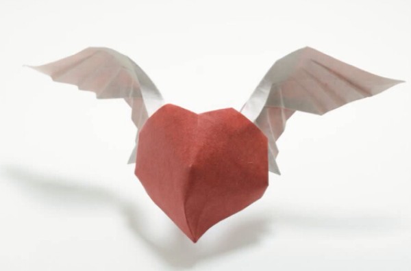 Tutorial on how to fold the super cool flying three-dimensional wings origami heart