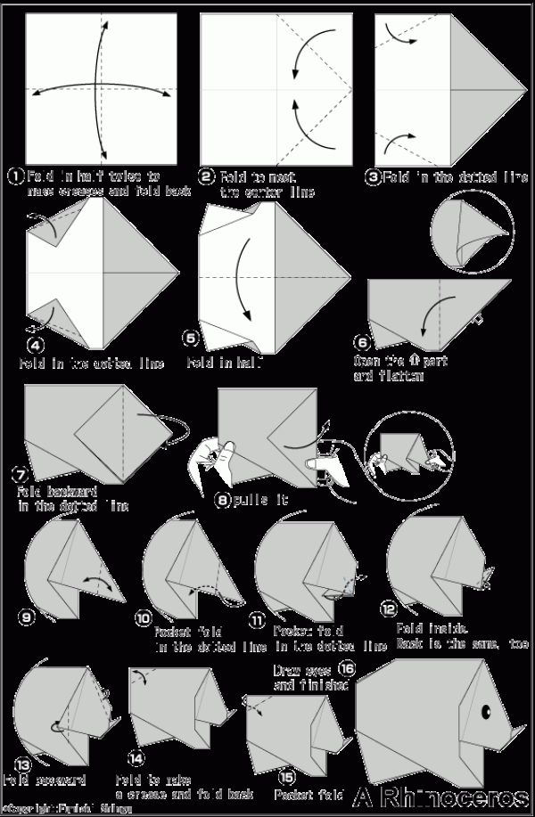 Simple Origami Rhino Origami Tutorial for Children