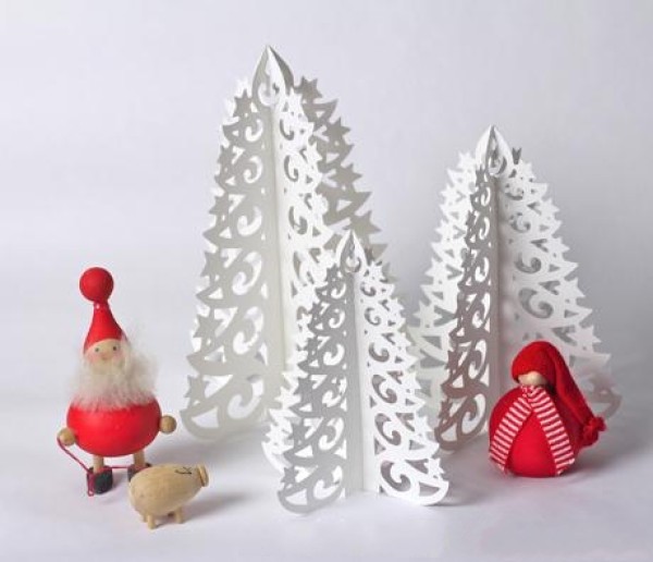 Illustrated tutorial on three-dimensional paper carving of Christmas tree, complete collection of handmade Christmas decorations