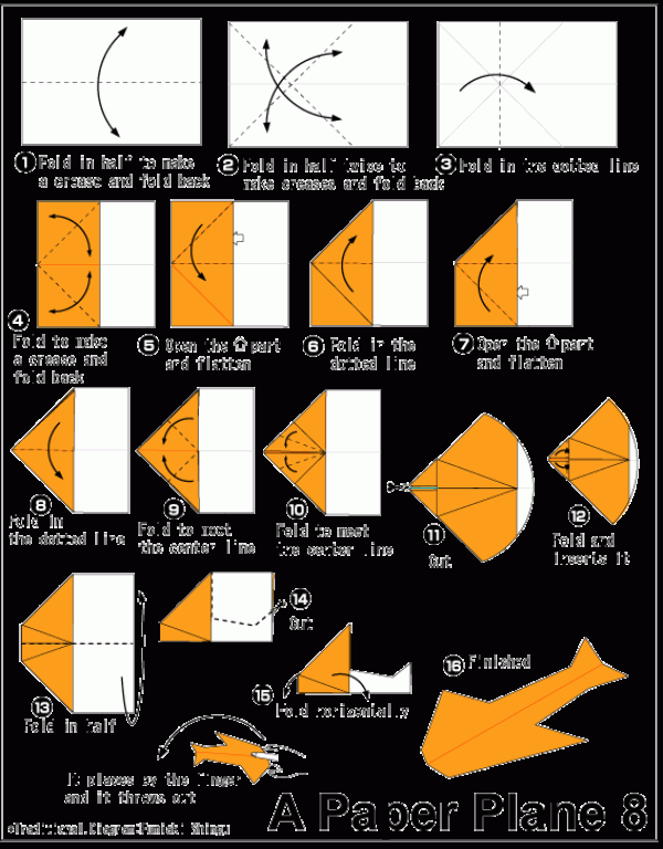 Simple origami tutorial on how to fold a swallow paper airplane