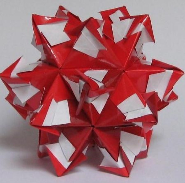 Illustrated tutorial for origami water chestnut paper ball flower