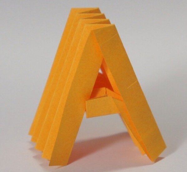 Three-dimensional origami letter A hand origami video tutorial