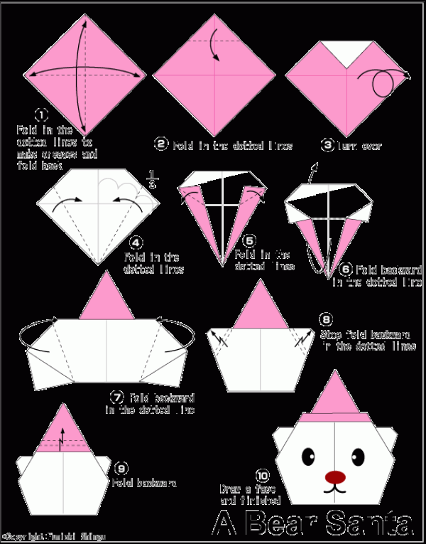 Christmas bear origami diy illustrated tutorial