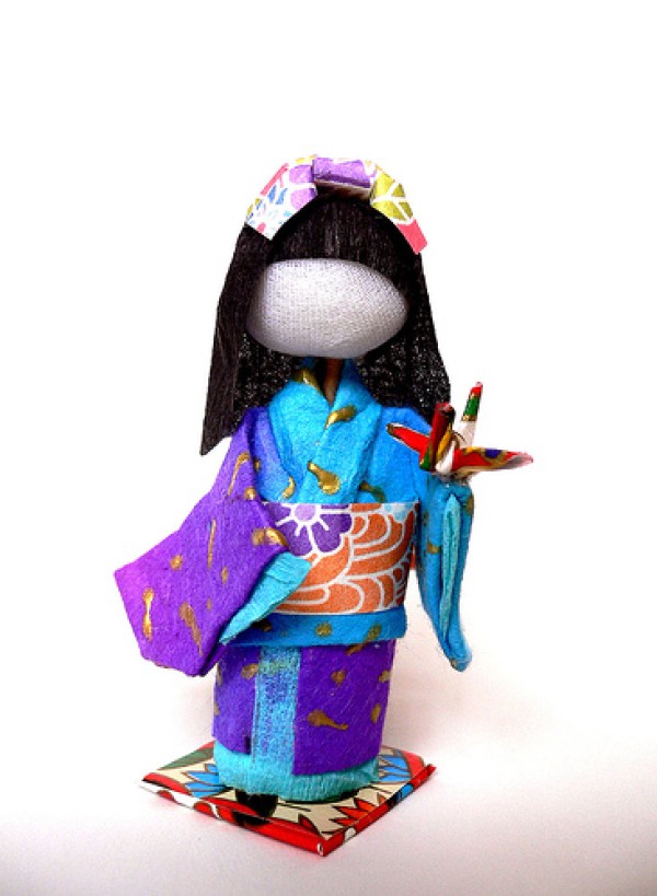 Cute Japanese kimono paper art doll