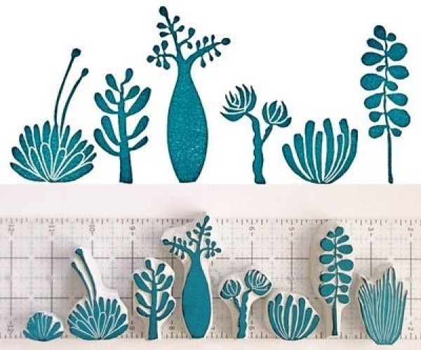 Rubber stamp material antique plant material pattern