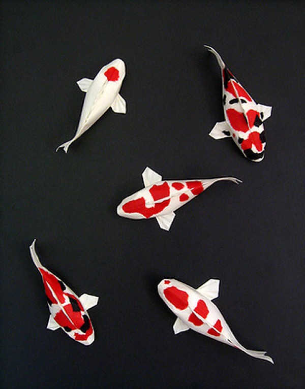 Three-dimensional origami ornamental koi tutorial [actual picture]