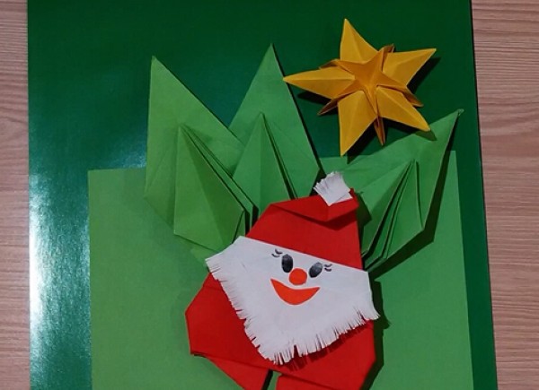 Homemade origami tutorial for cartoon origami Santa Claus