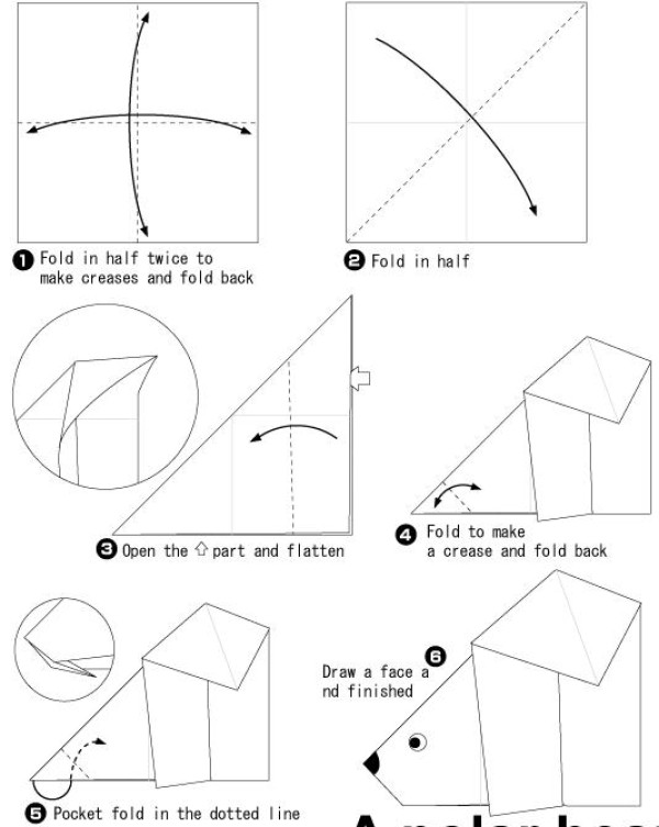 Simple Origami Polar Bear Illustrated Tutorial