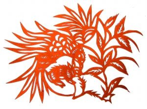 Appreciation and comments on Gao Fenmeis paper-cut work Eagle Treading on Rabbit