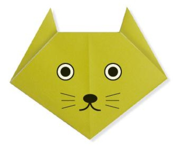 Simple tutorial on origami cat face for children