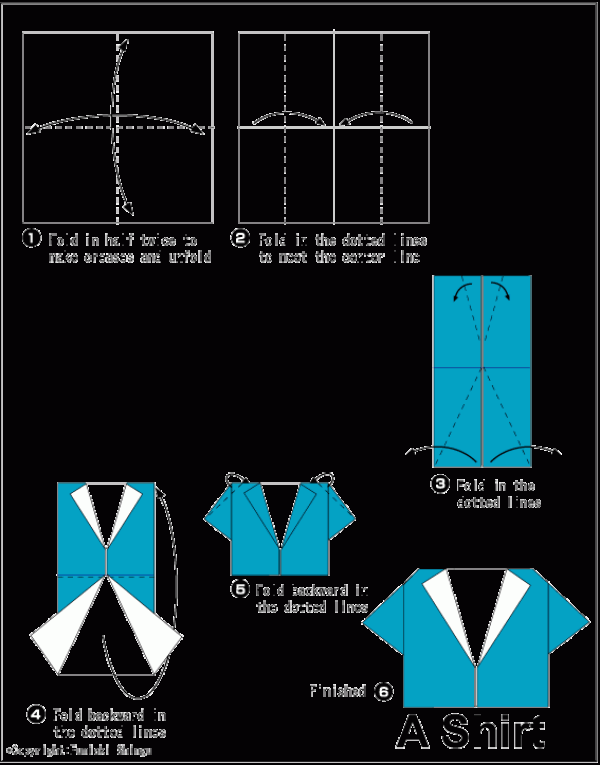 Simple origami shirt tutorial for children