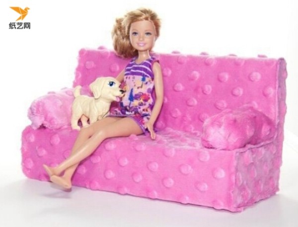 How to make homemade furniture for Barbie doll? Illustrated tutorial on how to make a sofa for handmade Barbie dolls