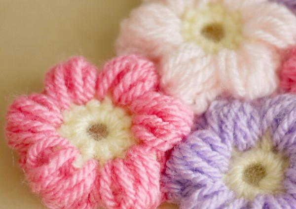 Hand knitted fluffy flower crochet handmade tutorial