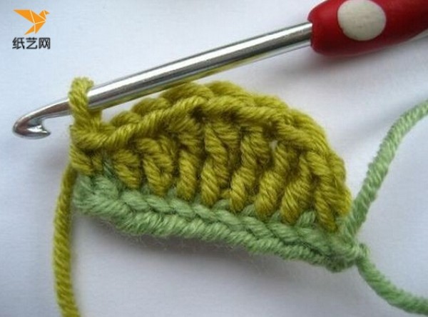 Hand crochet leaf knitting tutorial illustration