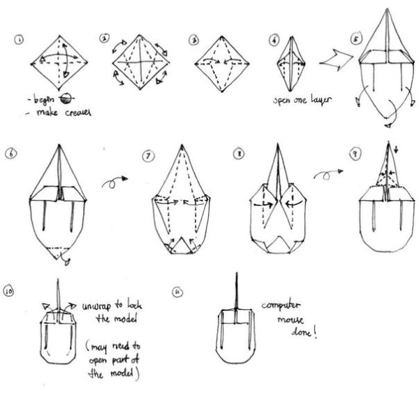 Mouse handmade origami chart tutorial—Guspath GO