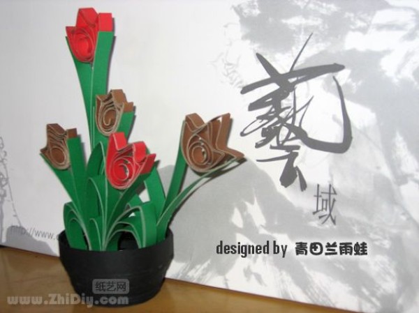 Qingtian orchid tree frog exquisite paper quilling work