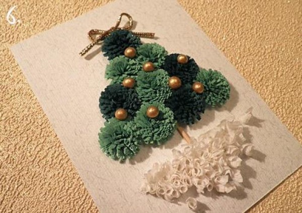 Christmas tree greeting cards made of paper flowers teach you the most artistic Christmas handmade paper art greeting cards