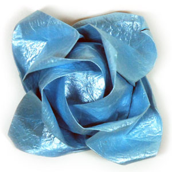 Real photo tutorial of hand-blooming origami roses