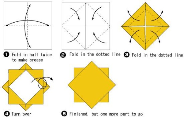 Simple handmade origami sunflower origami tutorial illustration