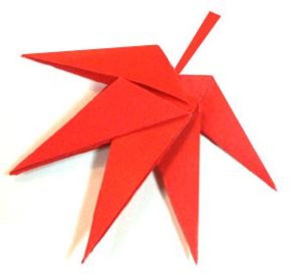 Simple origami tutorial for children to make origami maple leaves