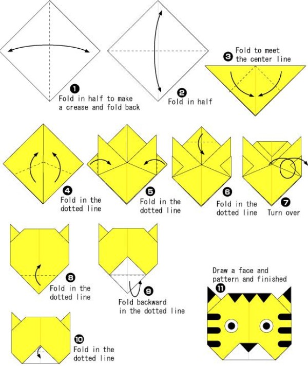 Origami tiger origami tutorial for children