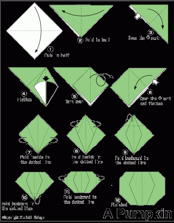 Simple origami pumpkin tutorial for children