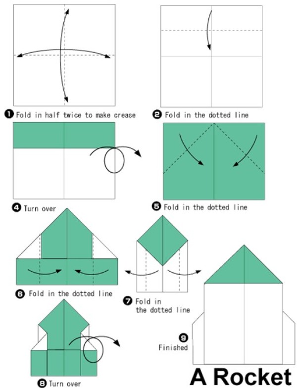 Simple origami rocket tutorial