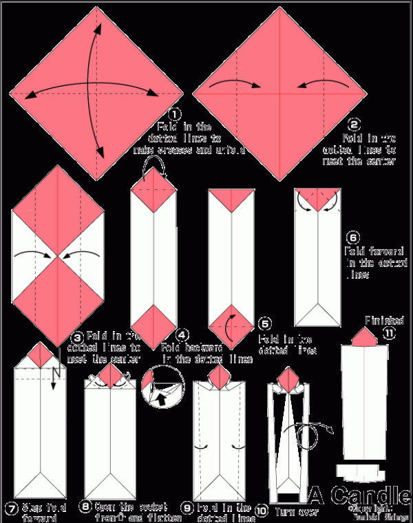 Christmas Candle DIY Origami Illustrated Tutorial