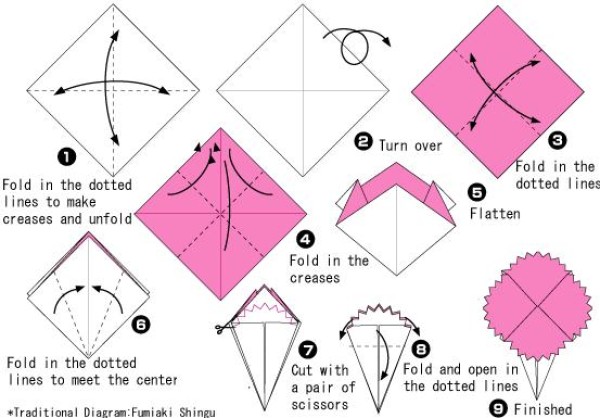 Carnation origami tutorial for children