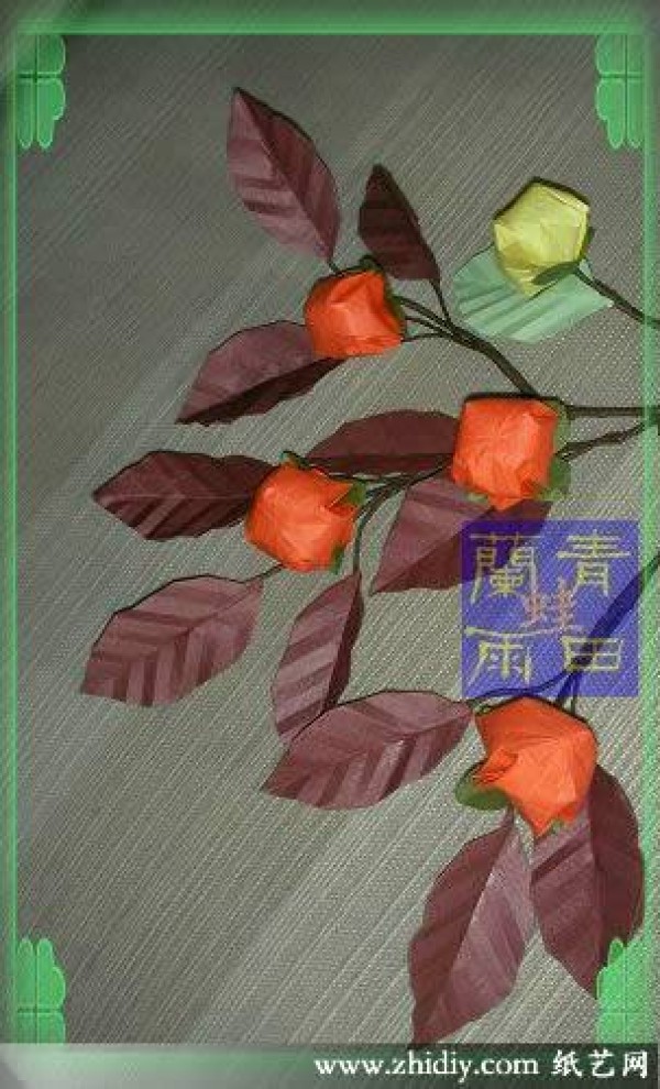 Origami of Qingtian orchid tree frog Fruits of Autumn