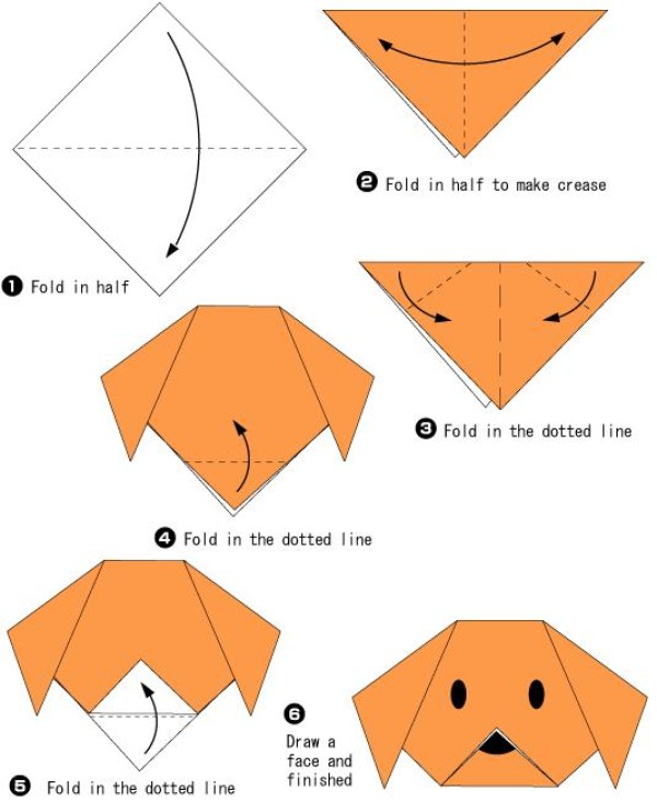 Cute origami puppy head tutorial