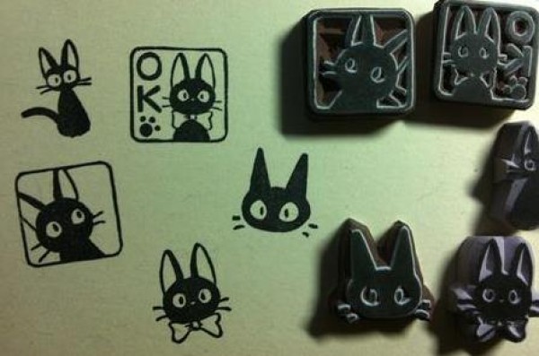 Rubber stamp material pattern layout collection: Witchs Delivery Service little black cat