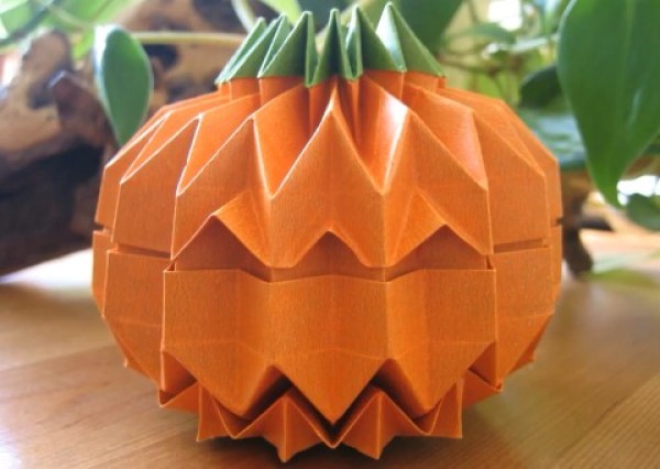 How to make Halloween origami pumpkin lanterns - Jack lantern origami tutorial