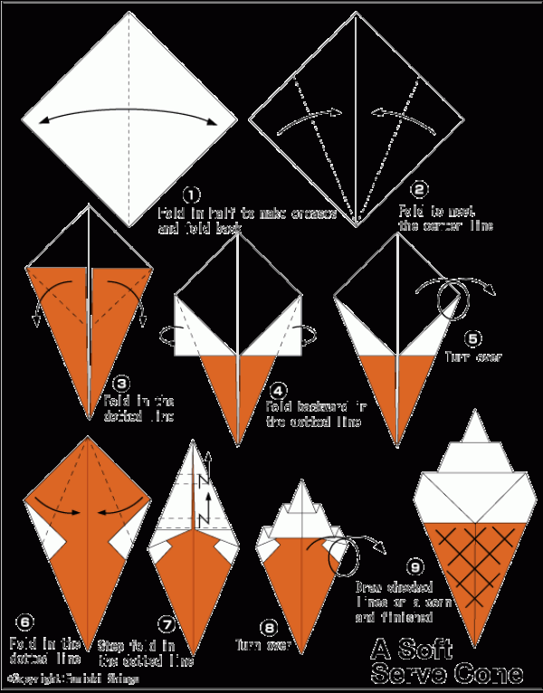 Simple handmade ice cream origami tutorial for children