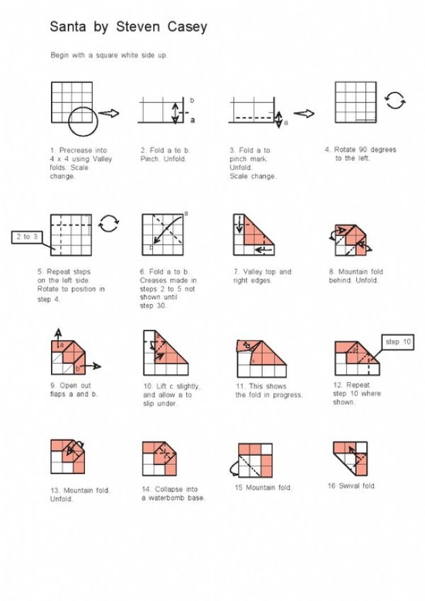 Standing Santa Claus Origami Drawing Tutorial